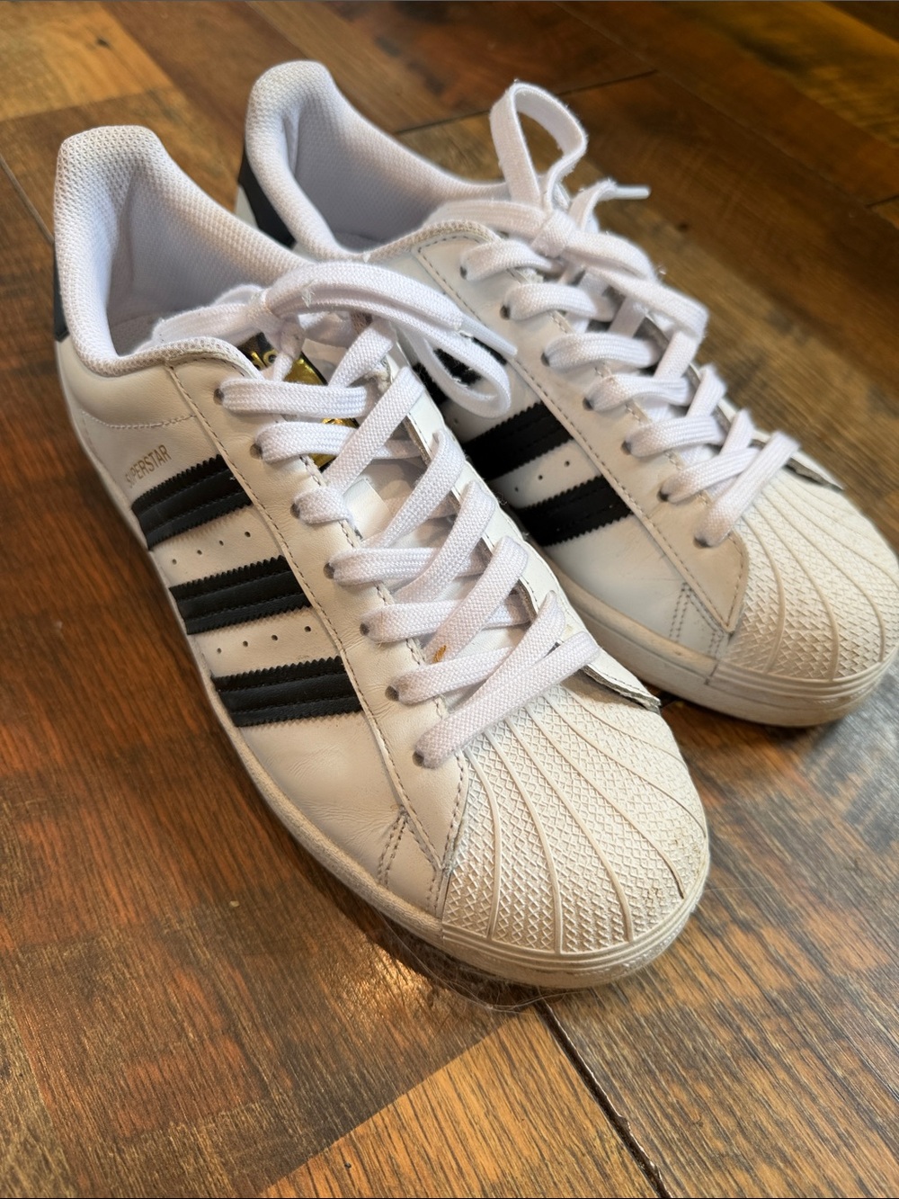 adidas White Sneakers with Black Stripes - Low Top Shell Toe